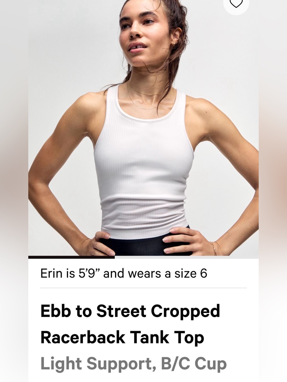 Lululemon Ebb to Street White Cropped Racerback Tank Top